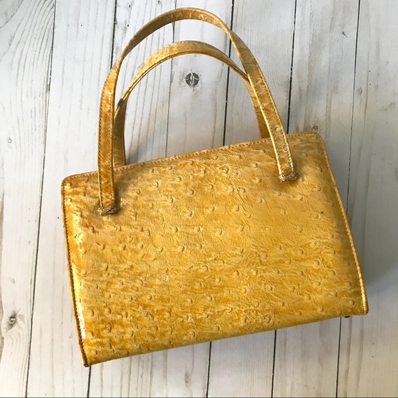 Palizzio Handbags - Palizzio Vintage Yellow Ostrich Handbag